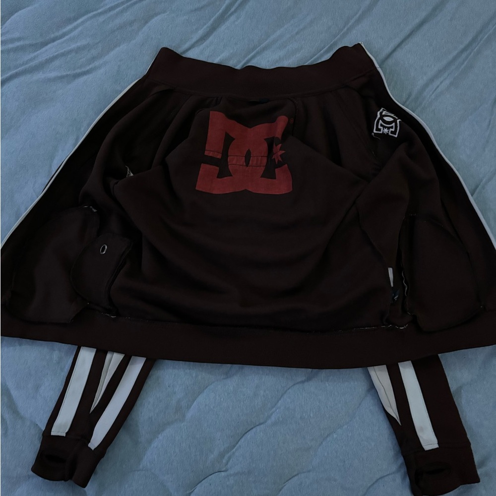 Vintage DC Shoes "Waves" Design Track Jacket Mens Medium Brown